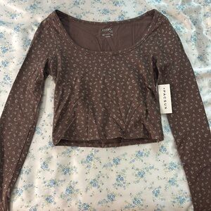 Brown, long sleeve crop top